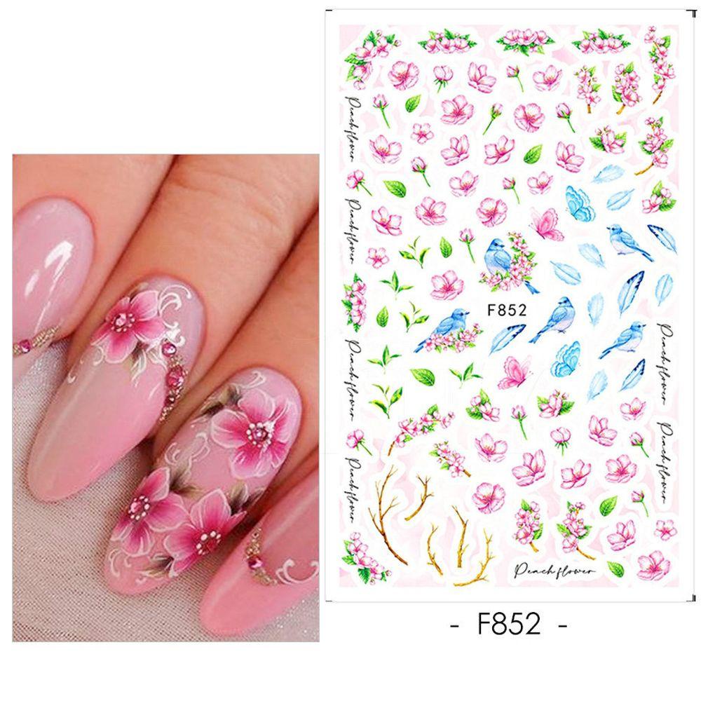 AUGUSTINA Agustin 3D Stiker Nail Art Elegan Fashion Bunga Wanita Dekorasi Nail Art Mawar Daisy Valentines DIY Manicure Accesorios