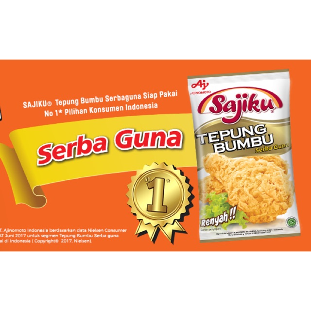 

Tepung Bumbu Sajiku Serbaguna Gurih Lezat Ajinomoto 240 gram