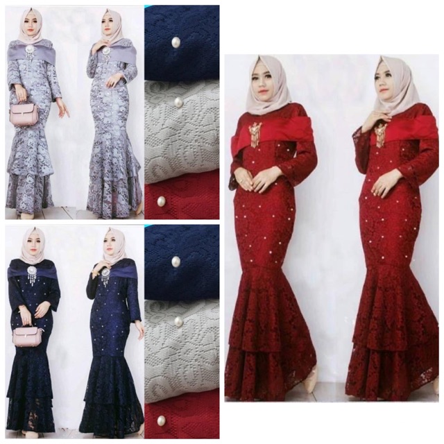 ZR Maxi duyung mutiara / Gamis wanita ternaru / Maxi wanita muslimah murah