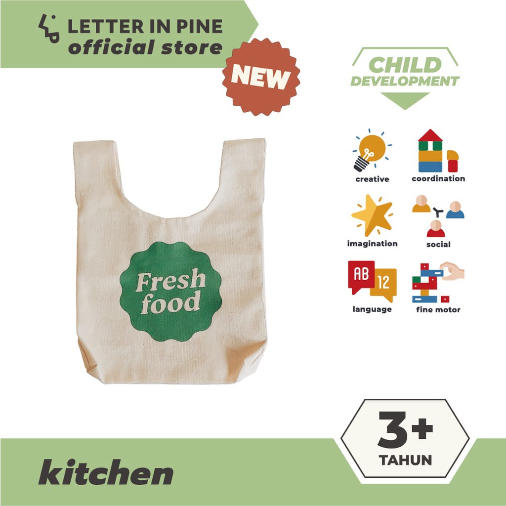 LETTERINPINE - GROCERIES BAG / Tas Kanvas Mainan Masak-Masakan