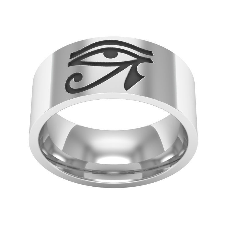 Cincin Desain Mata Setan Bahan Stainless Steel Ukuran 8mm Untuk Pria