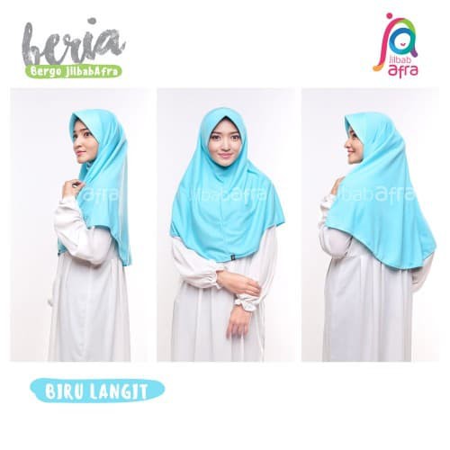 TOP BEST SELLER Jilbab Afra Beria Bergo Kaos Syari Biru Langit - hijab kerudung khimar