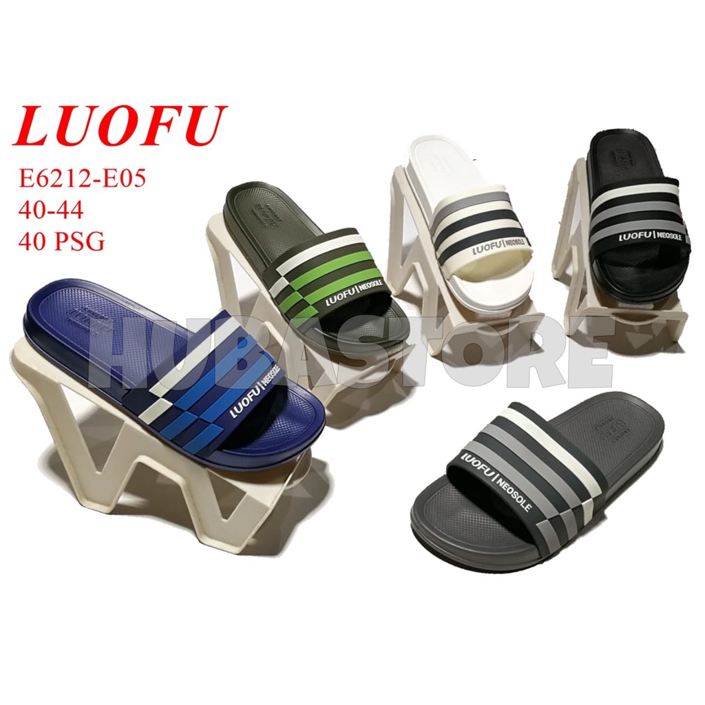 SANDAL KOKOP JELLY KARET PRIA MOTIF GARIS LUOFU NEOSOLE E6212-E05