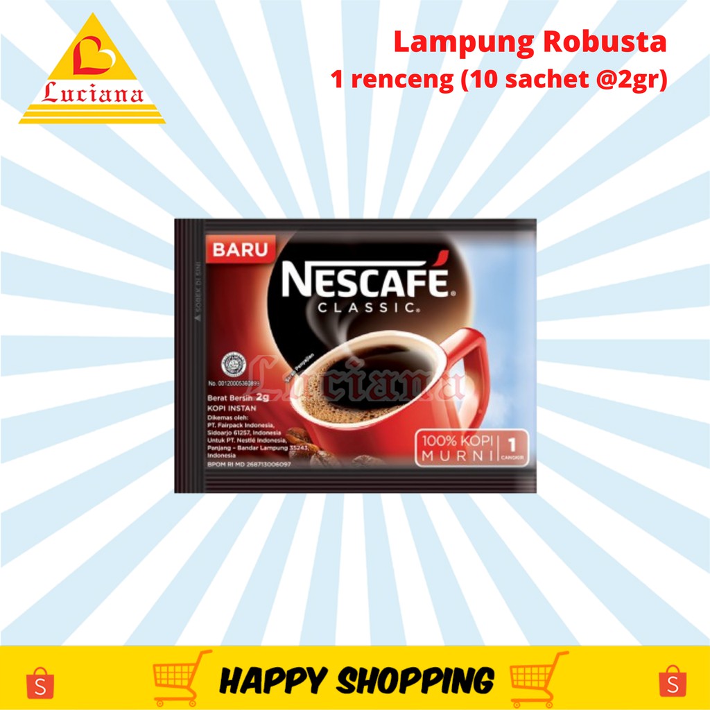 Kopi Nescafe Classic Sachet 2gr isi 10pcs (1 RENCENG ) Shopee Indonesia