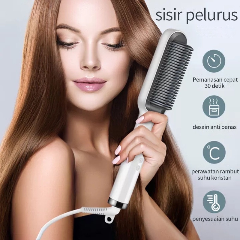 Sisir Catokan Pelurus Rambut (rambut lurus dan keriting) 2 in 1 tidak menyakiti rambut straightening Combs