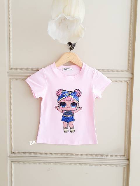 KAOS LAMPU LED MOTIF LOL IMPORT BAGUS TEBAL / Kaos sequin anak perempuan