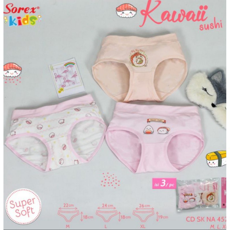 Celana Dalam anak cewek Sorex NA 452isi( 3pcs)