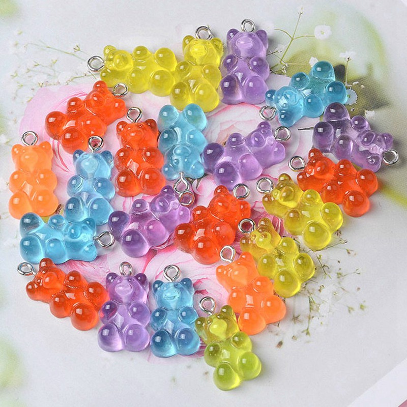 CHARMS 50pcs Liontin Bentuk Gummy Bear Untuk Kalung Gelang Dan Anting
