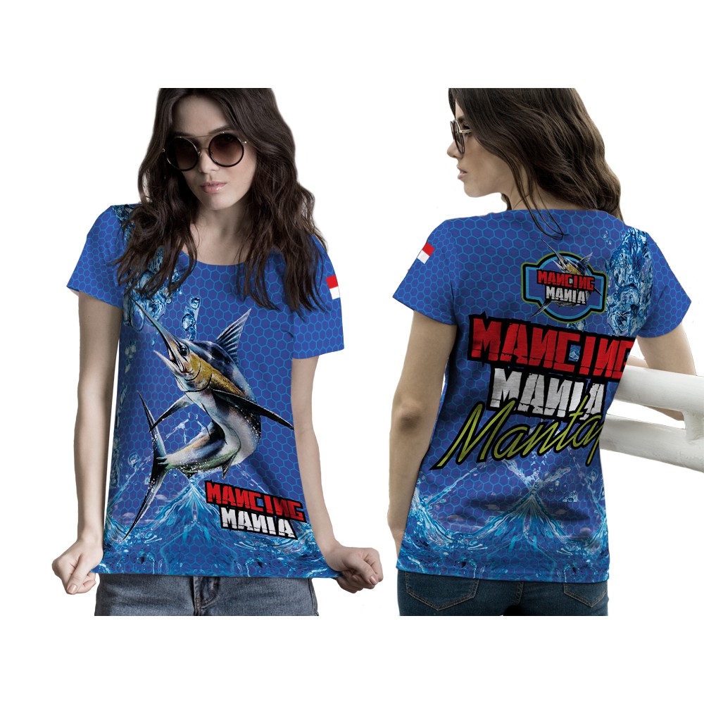 [Riashop] Kaos Mancing Mania Wanita | Kaos Mancing Mania Lengan Pendek | Kaos Mancing Mania - FS