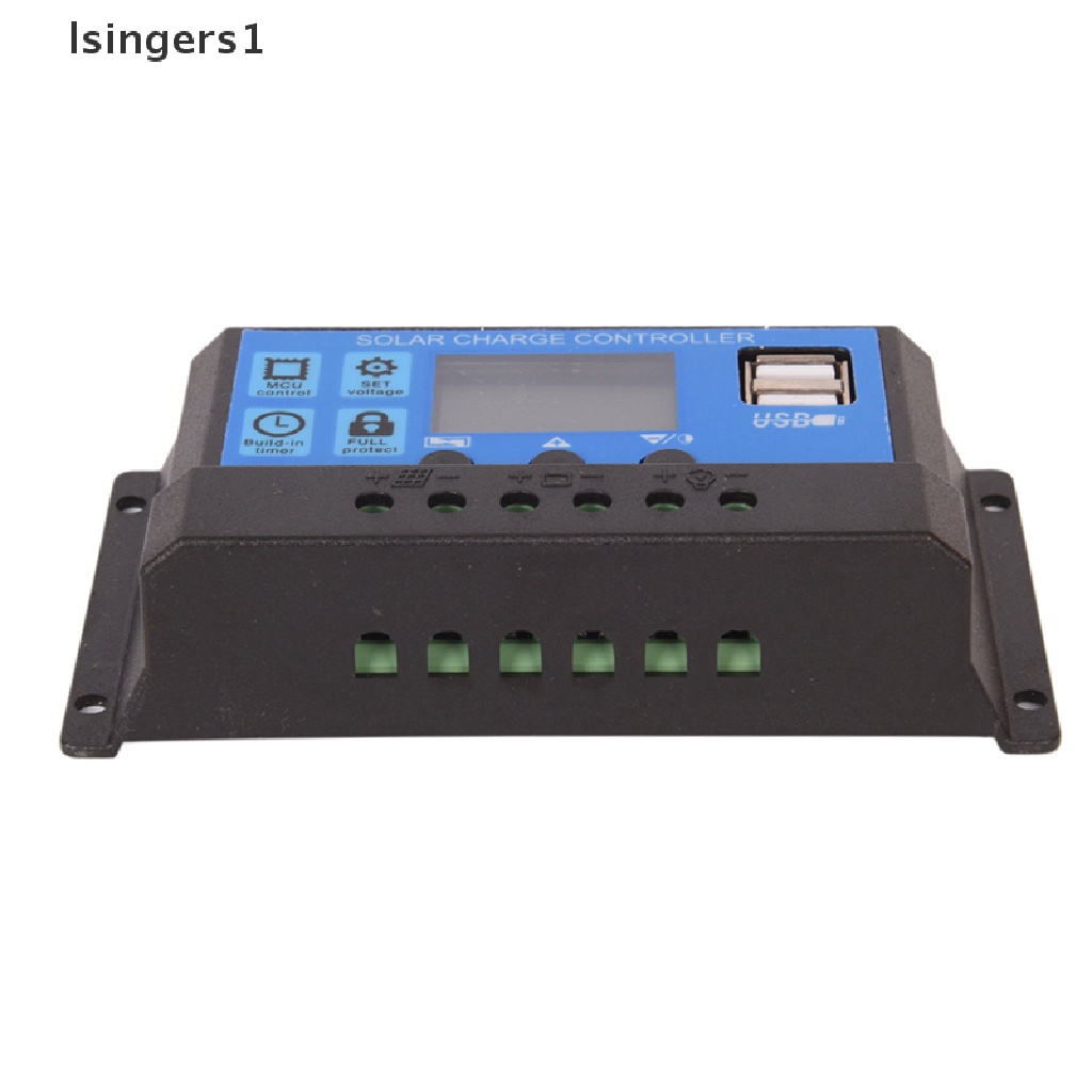 (lsingers1) Regulator Controller Charger Baterai Tenaga Surya 12V / 24V 30A PWM Dengan Layar LCD
