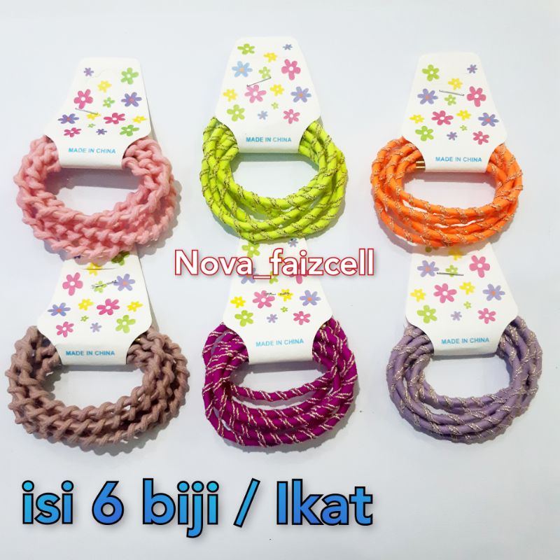 Karet Rambut Motif Ulir isi 6 Korea style