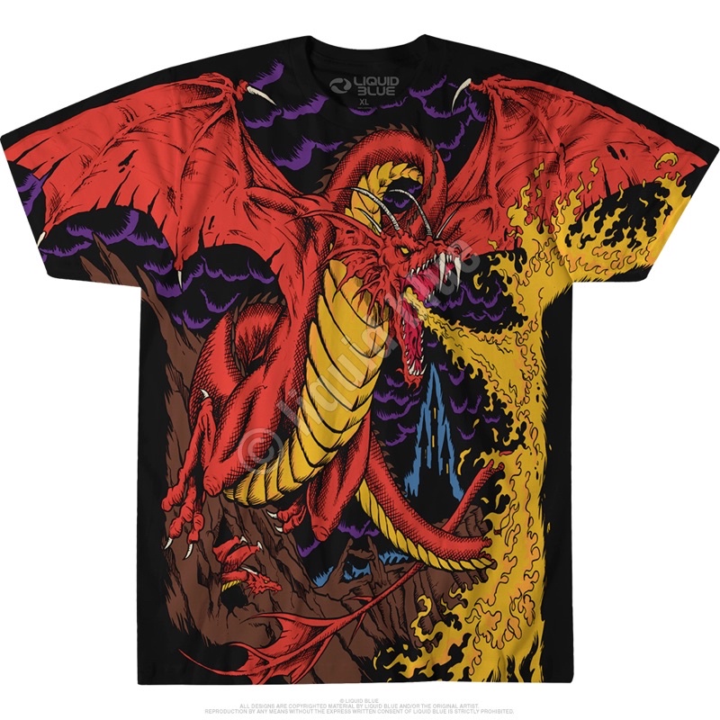 Dark Fantasy Dragon Black T-Shirt by LiquidBlue
