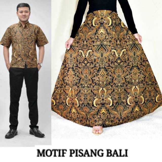 Batik Couple Rok dan Kemeja Bahan Katun Sogan Rok Model Klok