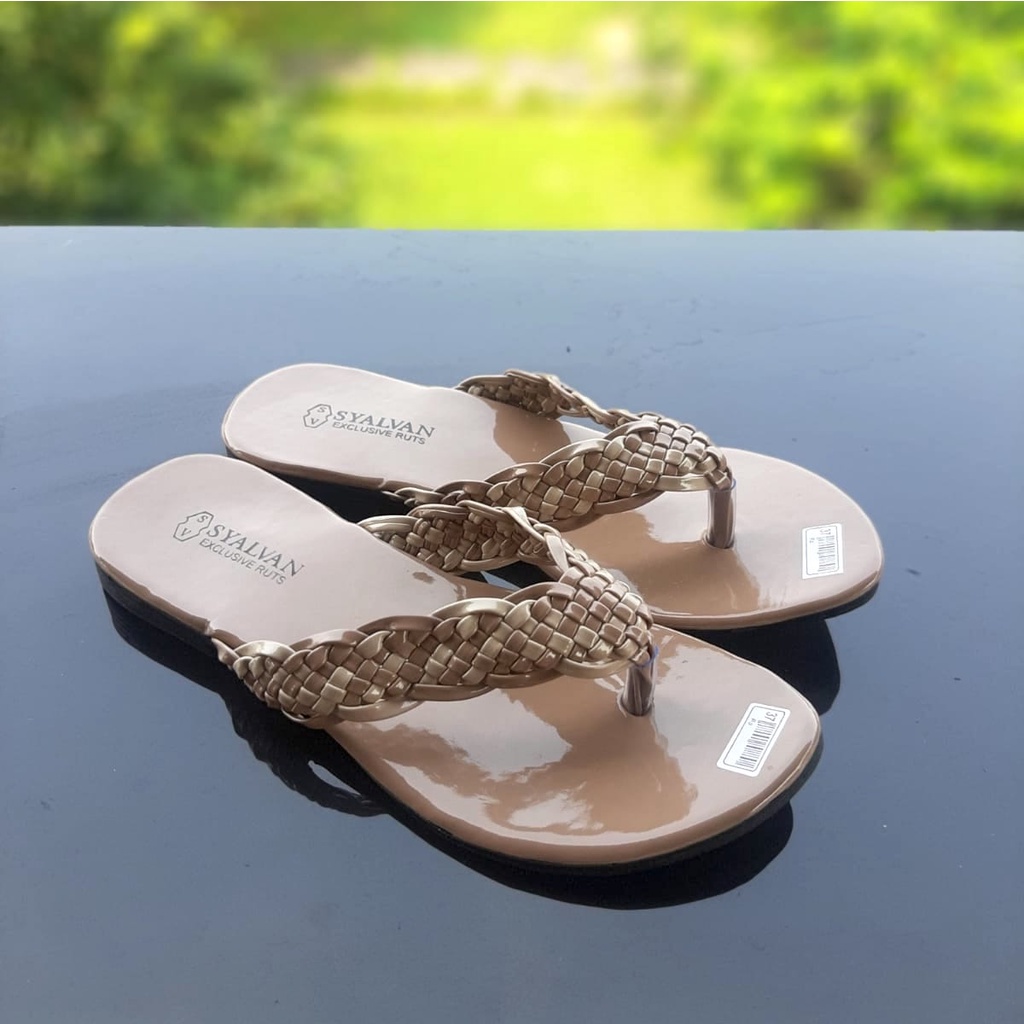 SDPD09 Sandal Wanita Perempuan Sandal Teplek Jepit - Motif Rajut