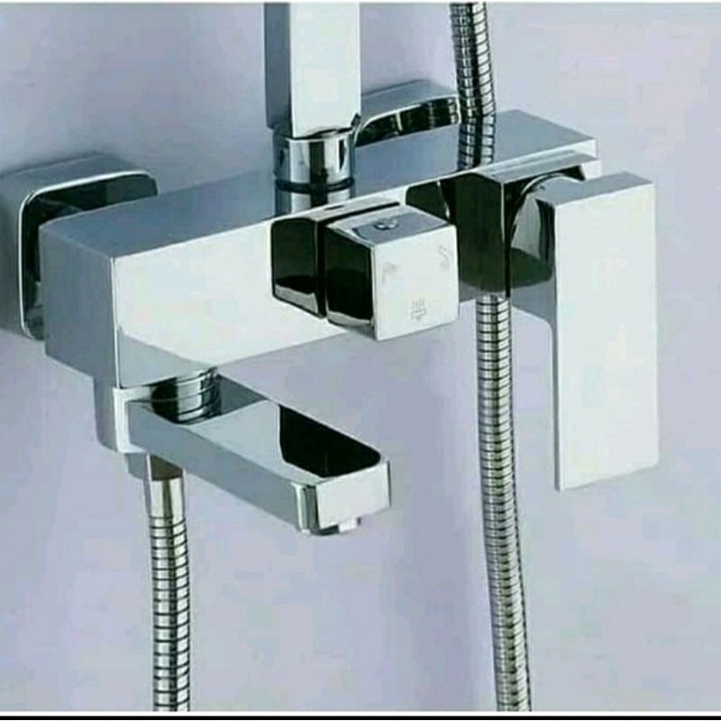 Shower Tiang Column Panas Dingin Kotak Minimalis Tebal/Shower Set/Kran Mixer/Kran Shower