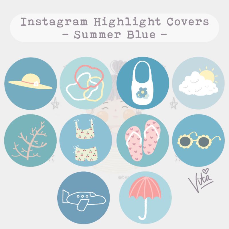 Story Highlight Covers (Summer Blue) Aesthetic