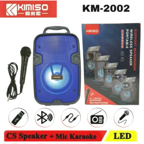 Speaker Bluetooth Led Mic Karaoke Portable Wireless Speker KIMISO KM 2002 KM-2002 + Microphone