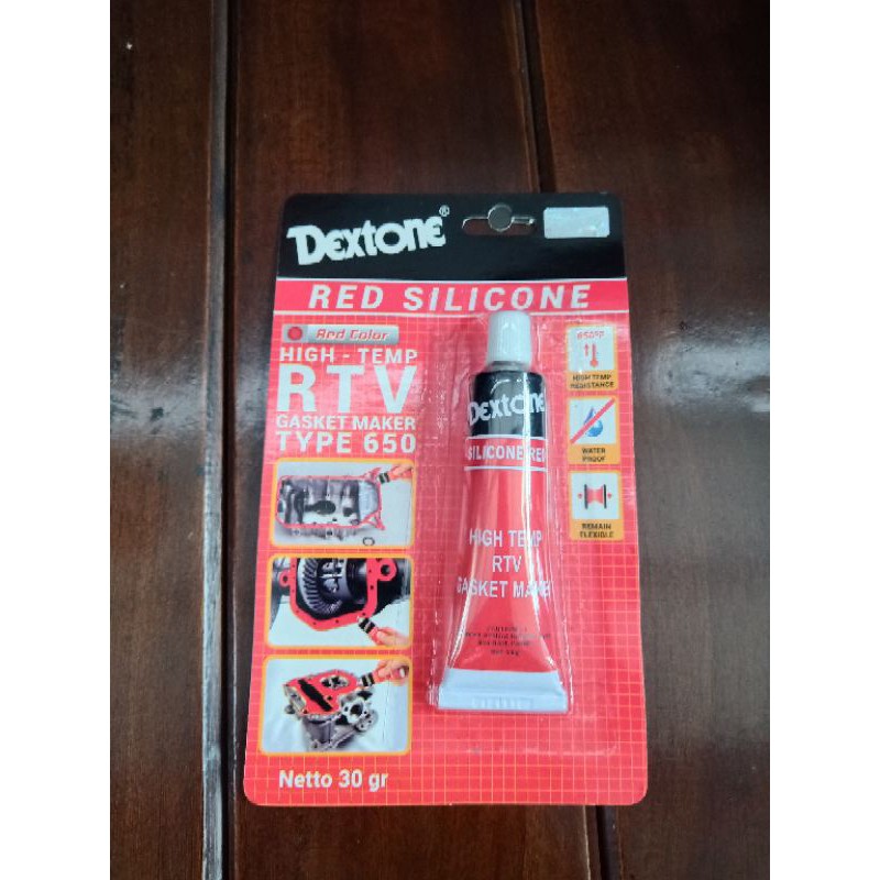 Lem gasket knalpot blok mesin motor dextone red silicon