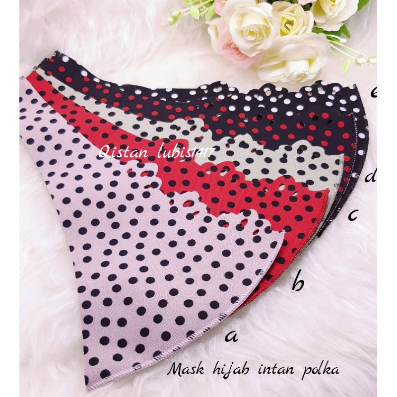 masker hijab instan motif polka beli 10 free 2