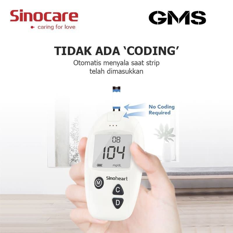 Sinocare Alat Cek Gula Darah Safe Accu Paket Lengkap ( Bonus 50 Strip + 50 Lancet )