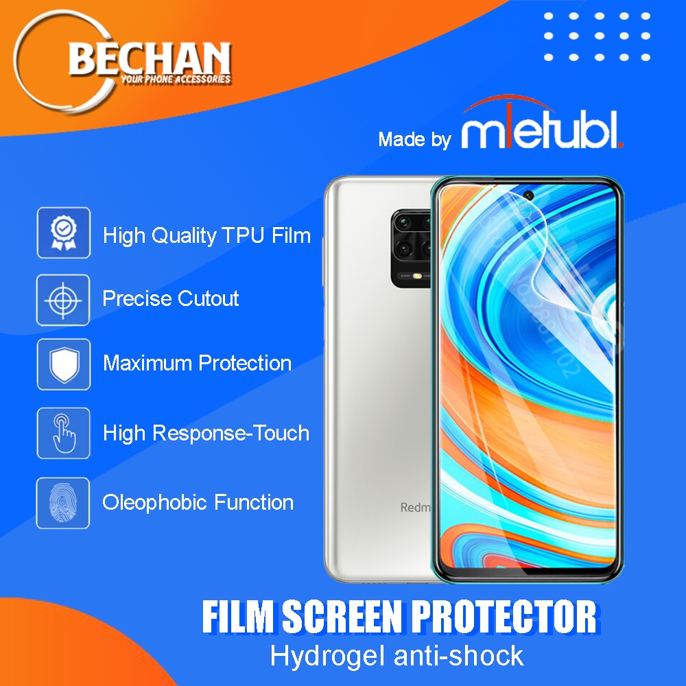 Anti Gores Xiaomi Redmi Note 9 Pro Hydrogel Screen Protector Clear HD Full Layar Not Tempered Glass