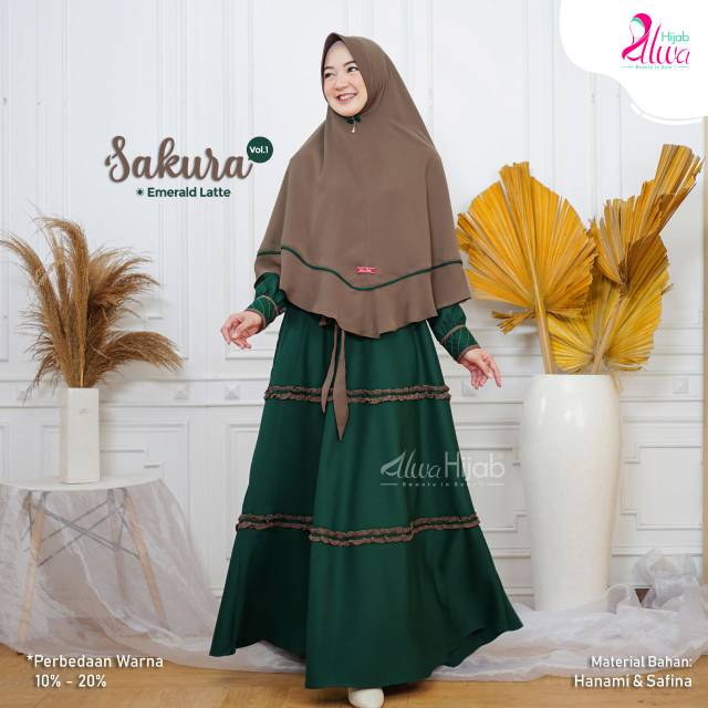 GAMIS SAKURA 1 SET KHIMAR II NON SET  || ALWA HIJAB