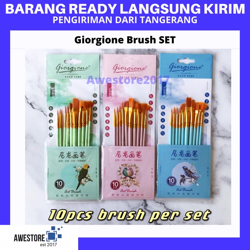 Giorgione Brush Set G-188 | Kuas Lukis Set 10 Bird Series Water Color