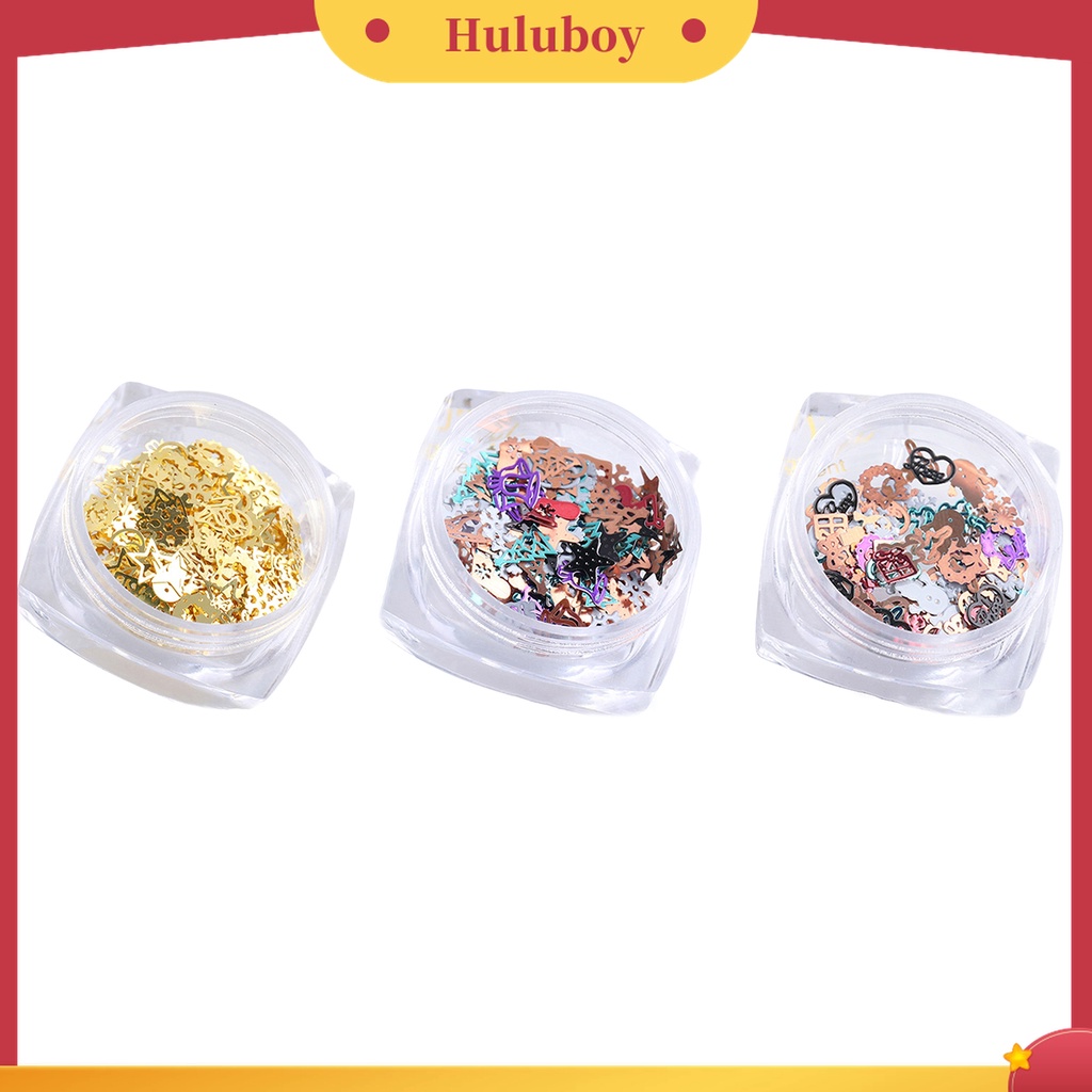 Huluboy Huluboy♡ 1 Kotak Stud Kuku 3D Tema Natal Warna Campur Untuk Dekorasi Manicure