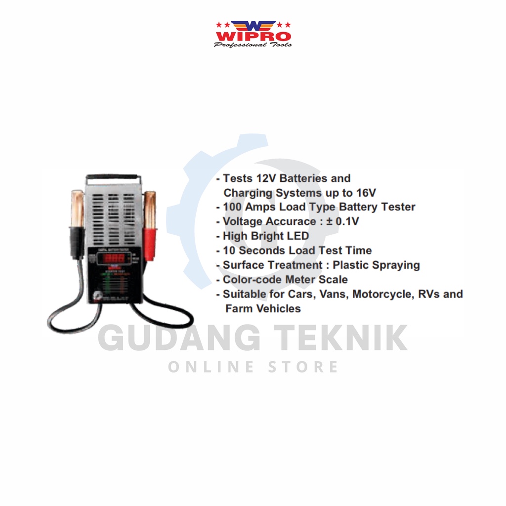 Battery Tester Digital WIPRO BT-2021 / Alat Cek Aki ACCU Mobil Motor DIGITAL WIPRO BT2021 - Tester Baterai Digital WIPRO BT 2021