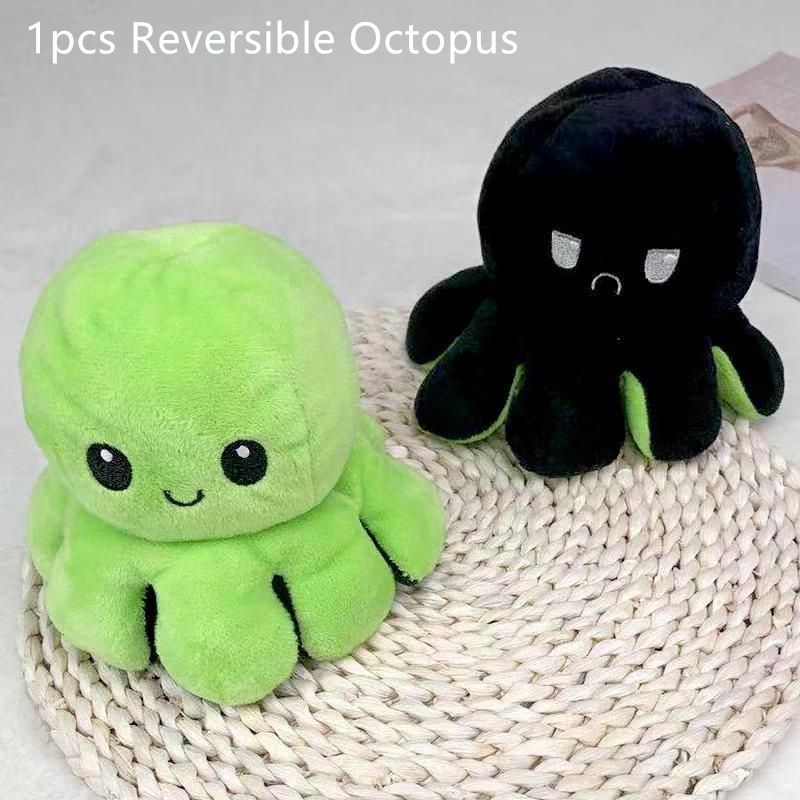 20cm Double-Sided Flip Reversible Octopus Plush Toy Marine Life Stuffed Animals Doll