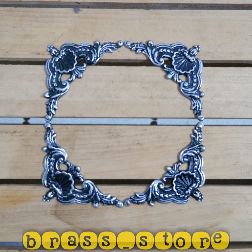 4PCS SIKU ALUMINIUM DEKORASI SUDUT MEJA KURSI KACA CERMIN RIAS HIASAN SESERAHAN BAKI LAMARAN SILVER
