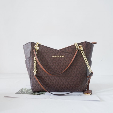 TAS WANITA SELEMPANG BAHU MK JET SET LOGO LARGE SAFFIANO LEATHER SHOULDER BAG