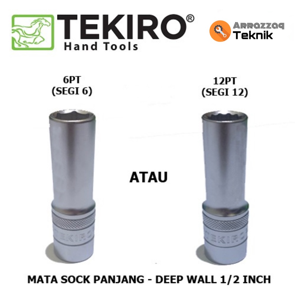TEKIRO Kunci Mata Sock Panjang 16 mm 1/2" - Kunci Sok Shock 16mm - 6 PT
