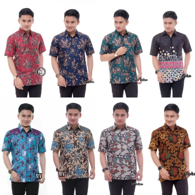 SIZE S M L XL XXL BSWART Batik HRB026 Kenongo Hem Pendek Padi Batik Pria Lengan Pendek Seragam