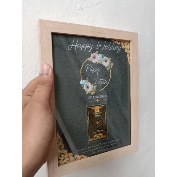 kado frame pernikahan custom/ kado frame minigold 6R,8R,10R