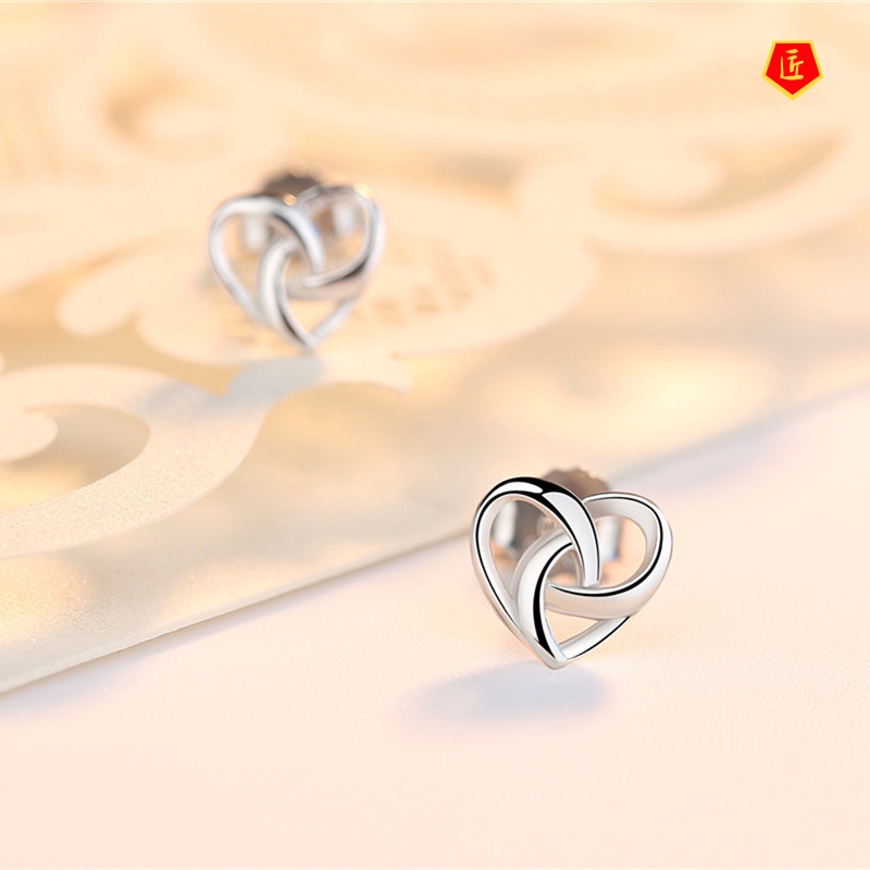 [Ready Stock]Ladies Temperament Simple Heart-Shaped Ear Studs