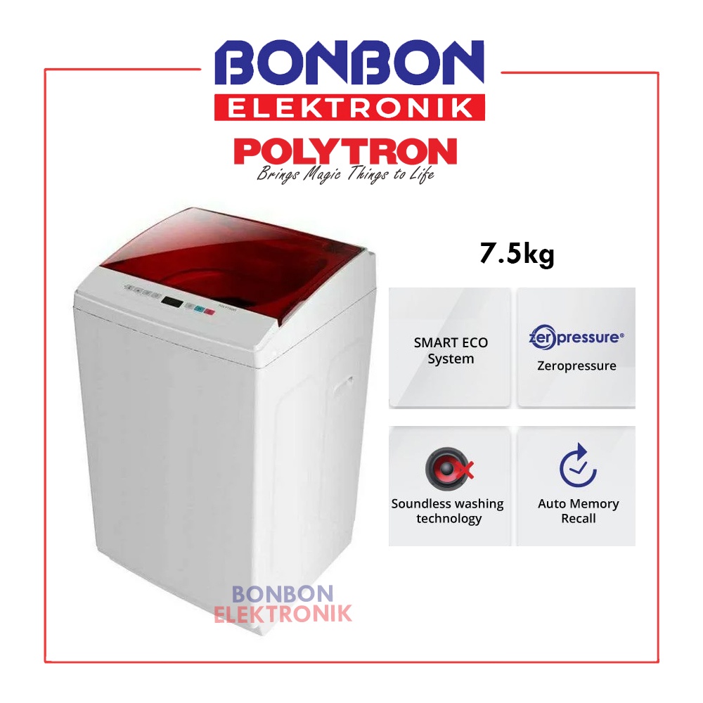 Polytron Mesin Cuci 1 Tabung 7.5KG PAW-7527R / PAW 7527 R / PAW7527