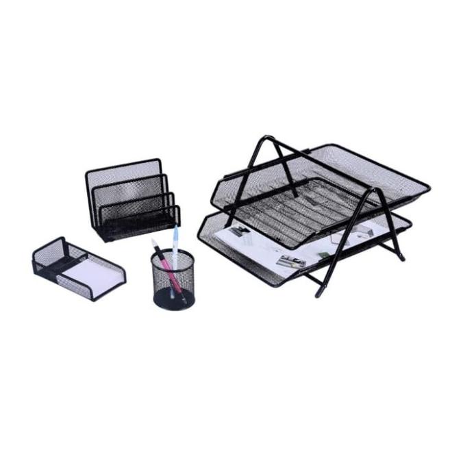 

#####] Organizer alat tulis/Meja Set 4 Pcs Mesh in - Hitam