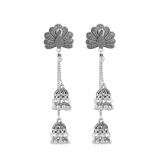 LRC Anting Tusuk Fashion Peacock Bells A59645