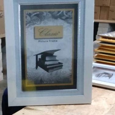 ➬ bingkai/pigura/frame A4 (21x30) linen minimalis hitam - Putih ✈