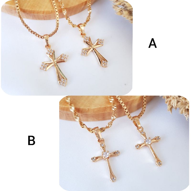Kalung Salib Xuping impor permata perhiasan Xuping lapis emas kalung salib permata