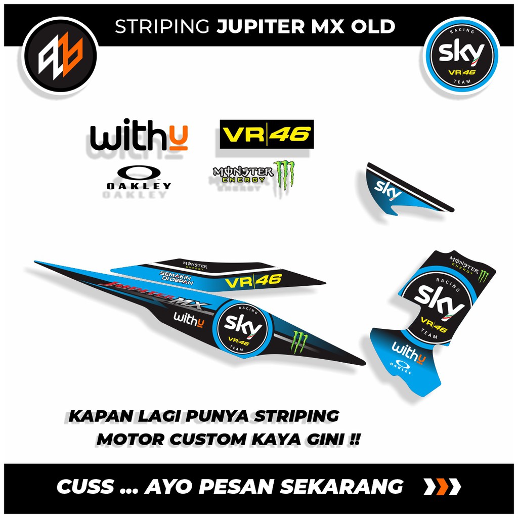 STRIPING JUPITER MX OLD SKY / stiker motor jupiter mx lama tema sky moto gp