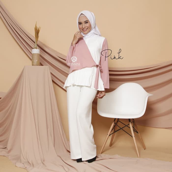 Blouse Wanita Blouse Muslimah Baju Atasan Muslim Wanita Marsya Blouse - Biru