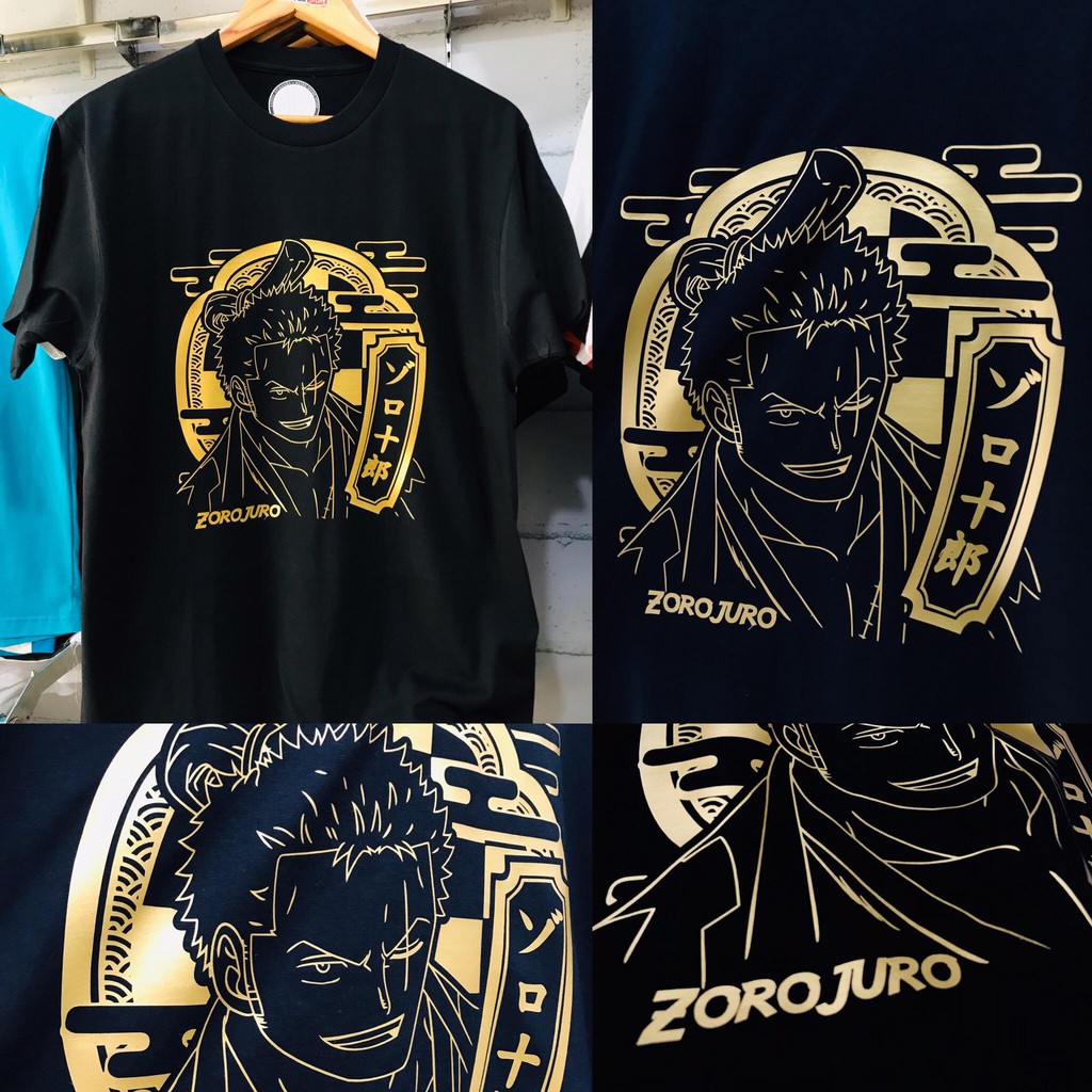 Kaos Roronoa Zoro Juro Gold Black Onepiece Mugiwara