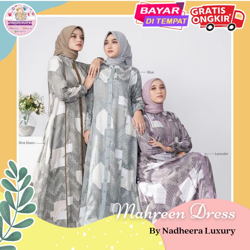 RESTOCKKK   Mahreen Dress NEW ORI by Nadheera Luxury Gamis Terbaru Jumbo XXL - XXXL Dress Wanita Bus