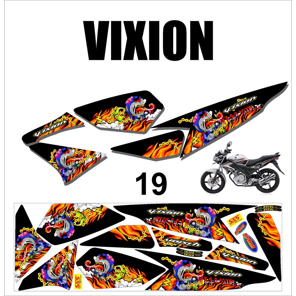 (cod)  VIXION OLD. Sticker Stiker Striping Lis Variasi Vixion Old Murah Desain DS OLD - 19