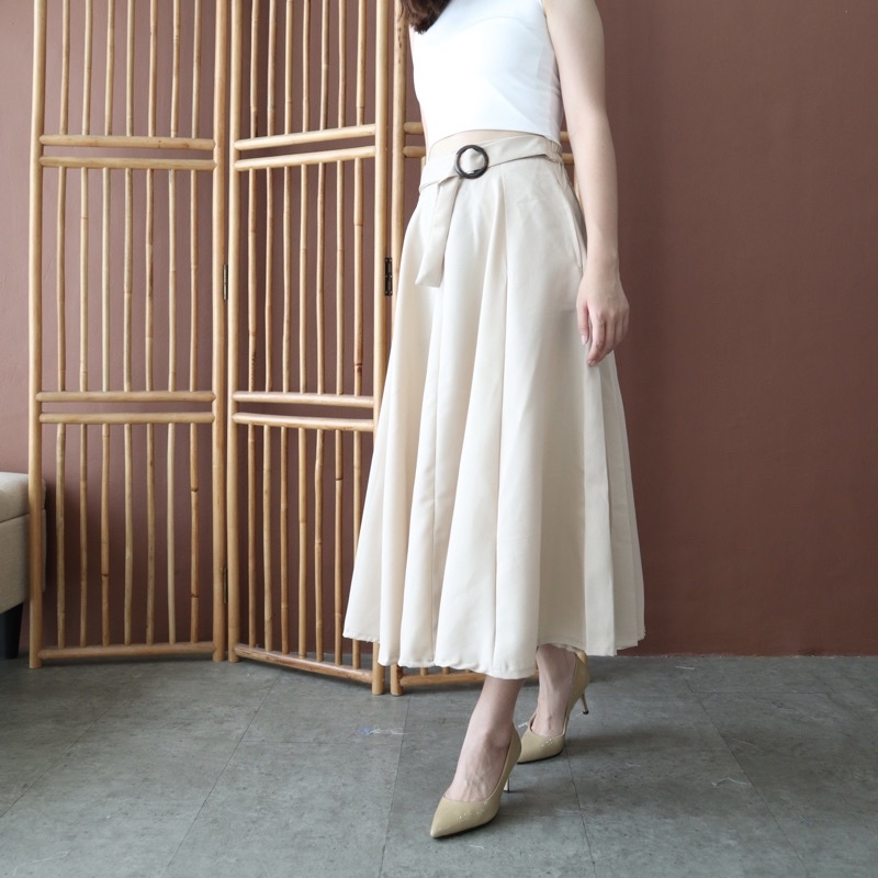 MSMO Juliet Long Skirt Belt / Rok Wanita / Skirt-Sand