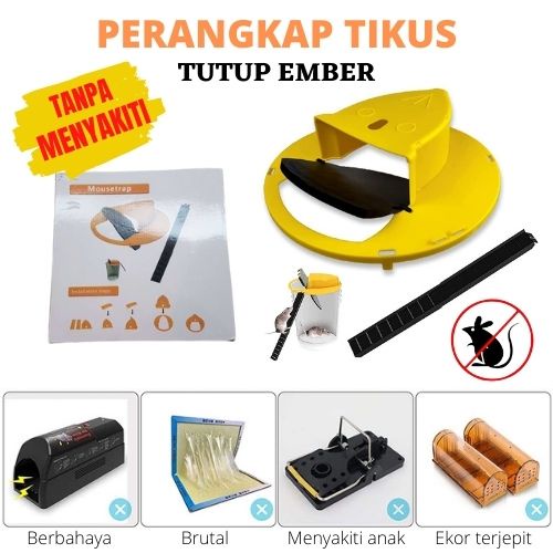 Jebakan Tikus Ampuh Besar Kecil Masal Alat Perangkap Tikus Tutup Ember Rumah Sawah Kebun Otomatis