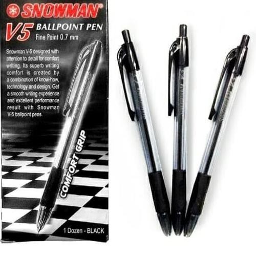 

✦ pulpen snowman V5 0.7mm hitam/pack - Hitam ✱