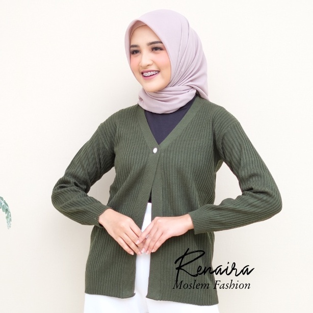Cardigan rajut kancing mutiara RENAIRA 01